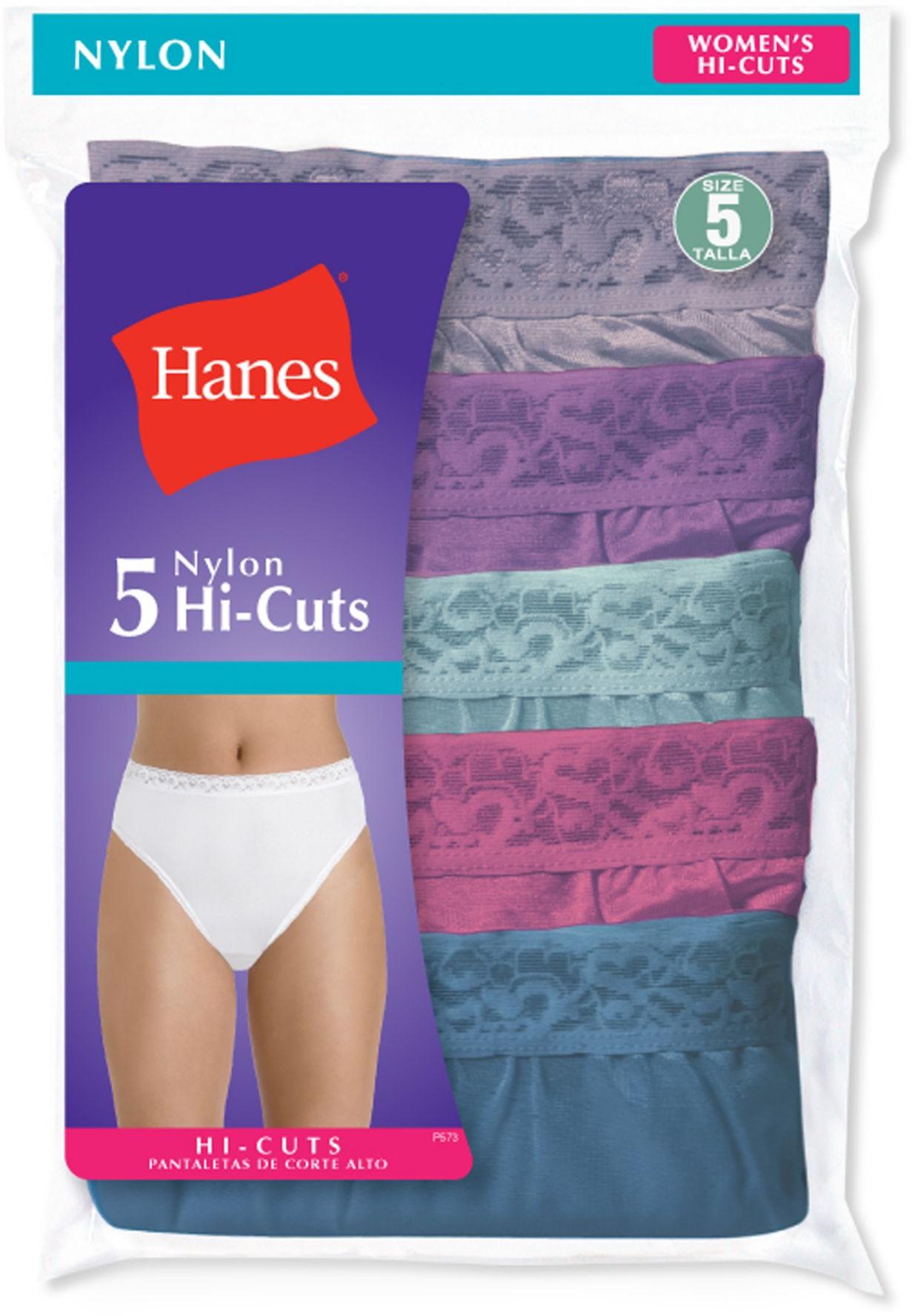 Hanes Womens Elegance Nylon Hi Cut Panties 5 Pairs P573ca