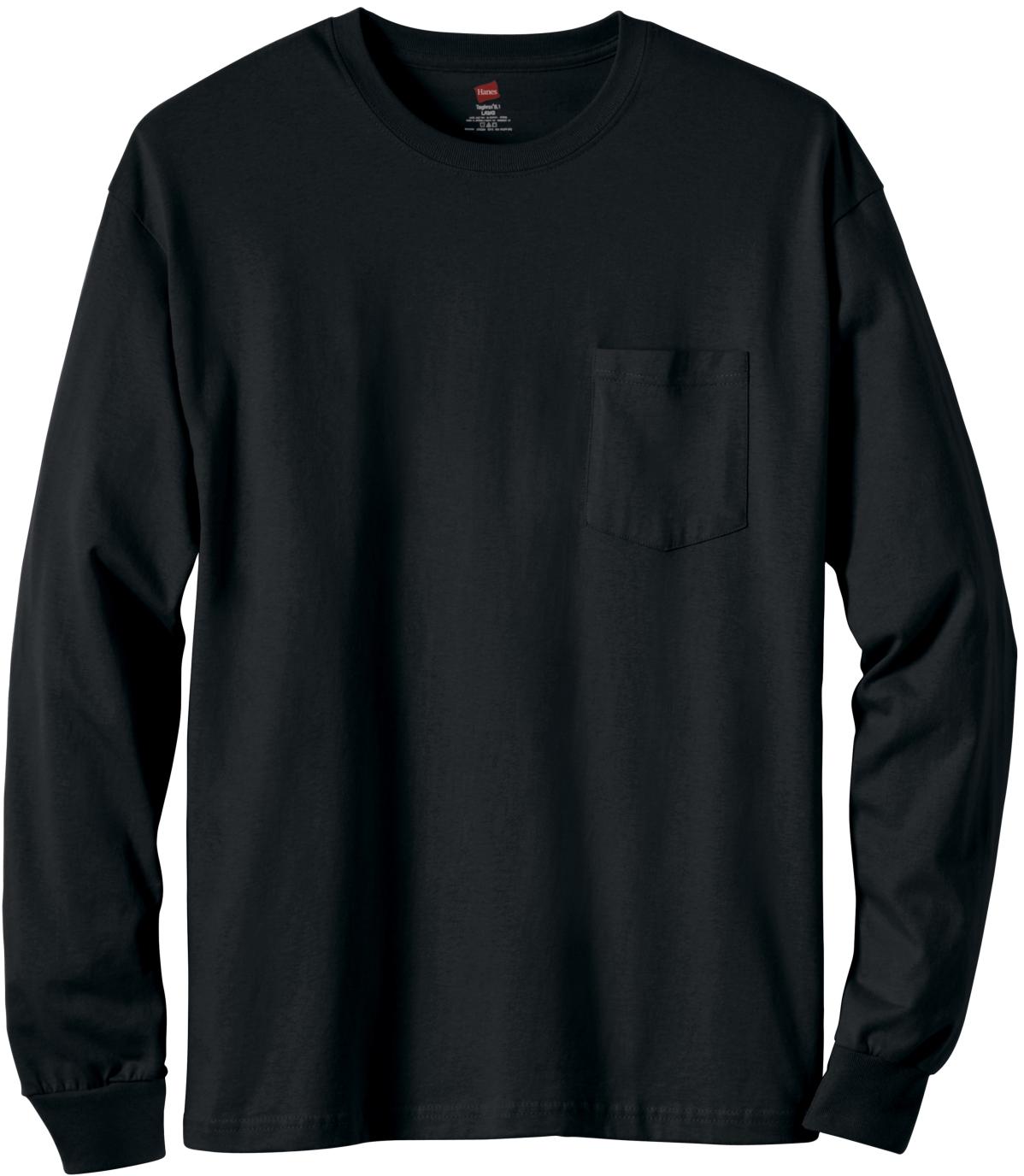 HANES TAGLESS 6.1 Long Sleeve w/ Pocket   5596  