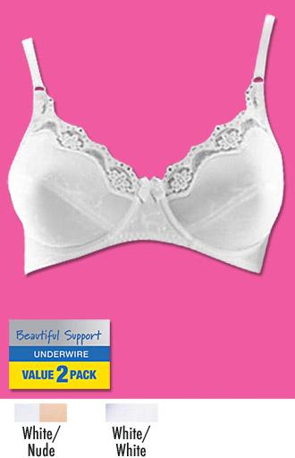 HANES Everyday Classic Underwire Bra   2 Pack   H446  