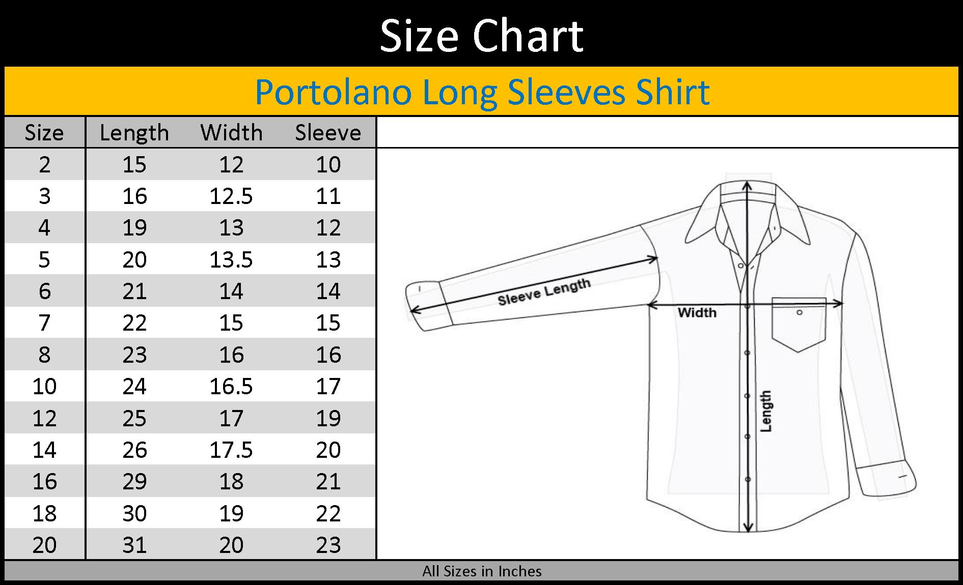 Dress Shirt Sleeve Length Chart