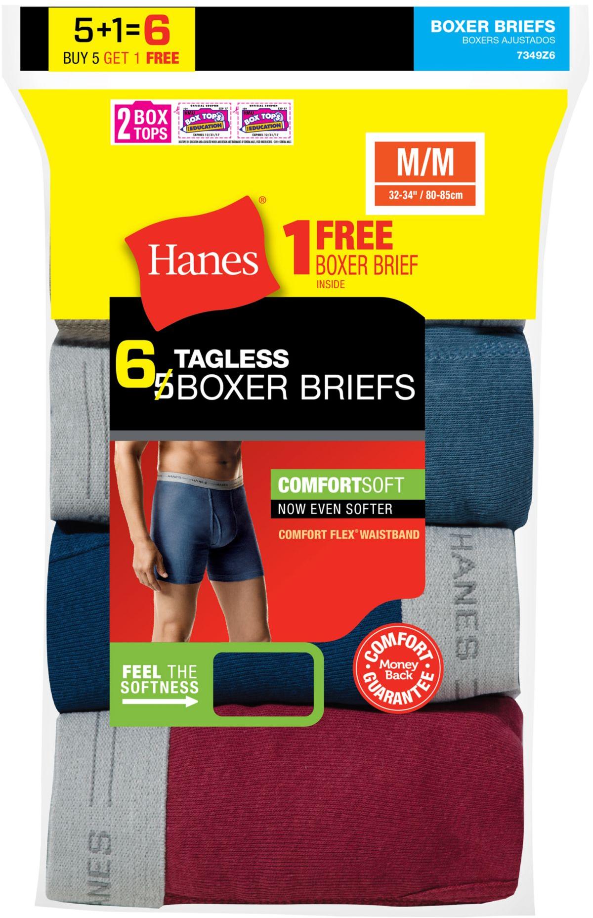 HANES Men's TAGLESS Boxer Briefs Comfort Flex Waistband 6 Pack - 7349Z6 ...